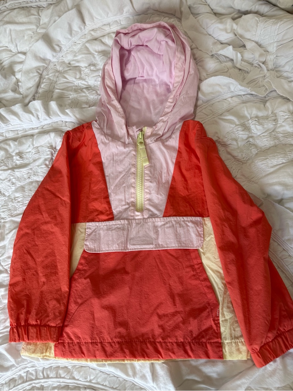 Cat & Jack Pink, Coral & Pale Yellow Colorblock Hooded Jacket